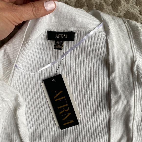 NWT AFRM White Ribbed Open Cardigan size XS/S - Picture 3 of 4